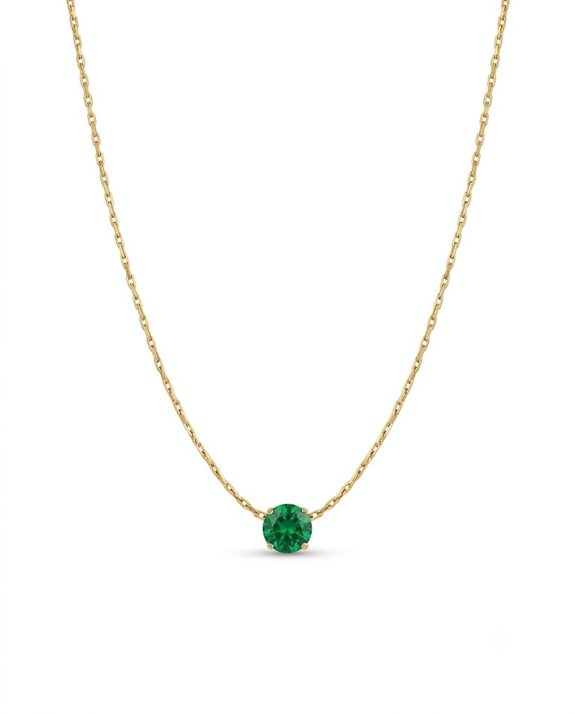 Solitaire Emerald Green Crystal Necklace